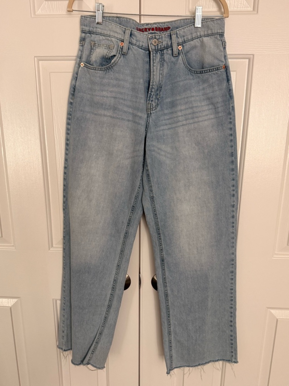 Lucky Brand Light Blue Straight-Leg Jeans with Raw Hem